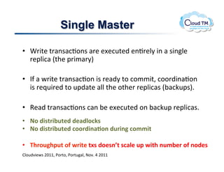 Single Master

•  u'3%&!%'#($#:J.($!#'&!&[&:<%&)!&(J'&N8!3(!#!$3(N&!
   '&2N3:#!E%+&!2'3/#'8I!

•  ?-!#!P'3%&!%'#($#:J.(!3$!'&#)8!%.!:.//3%>!:..')3(#J.(!
   3$!'&_<3'&)!%.!<2)#%&!#NN!%+&!.%+&'!'&2N3:#$!E;#:X<2$I]!

•  9&#)!%'#($#:J.($!:#(!;&!&[&:<%&)!.(!;#:X<2!'&2N3:#$]!
•  ;&.4*2/0*G5/"4.4"14#&3J2.
•  ;&.4*2/0*G5/"4.3&&04*,1(&,.450*,-.3&))*/.

•  K@0&5-@'5/.&$.H0*/"./I2.4&"2,L/.231#".5'.H*/@.,5)G"0.&$.,&4"2.
BN.<)73&P$!FGMM>!*.'%.>!*.'%<#N>!@.7]!U!FGMM!
 