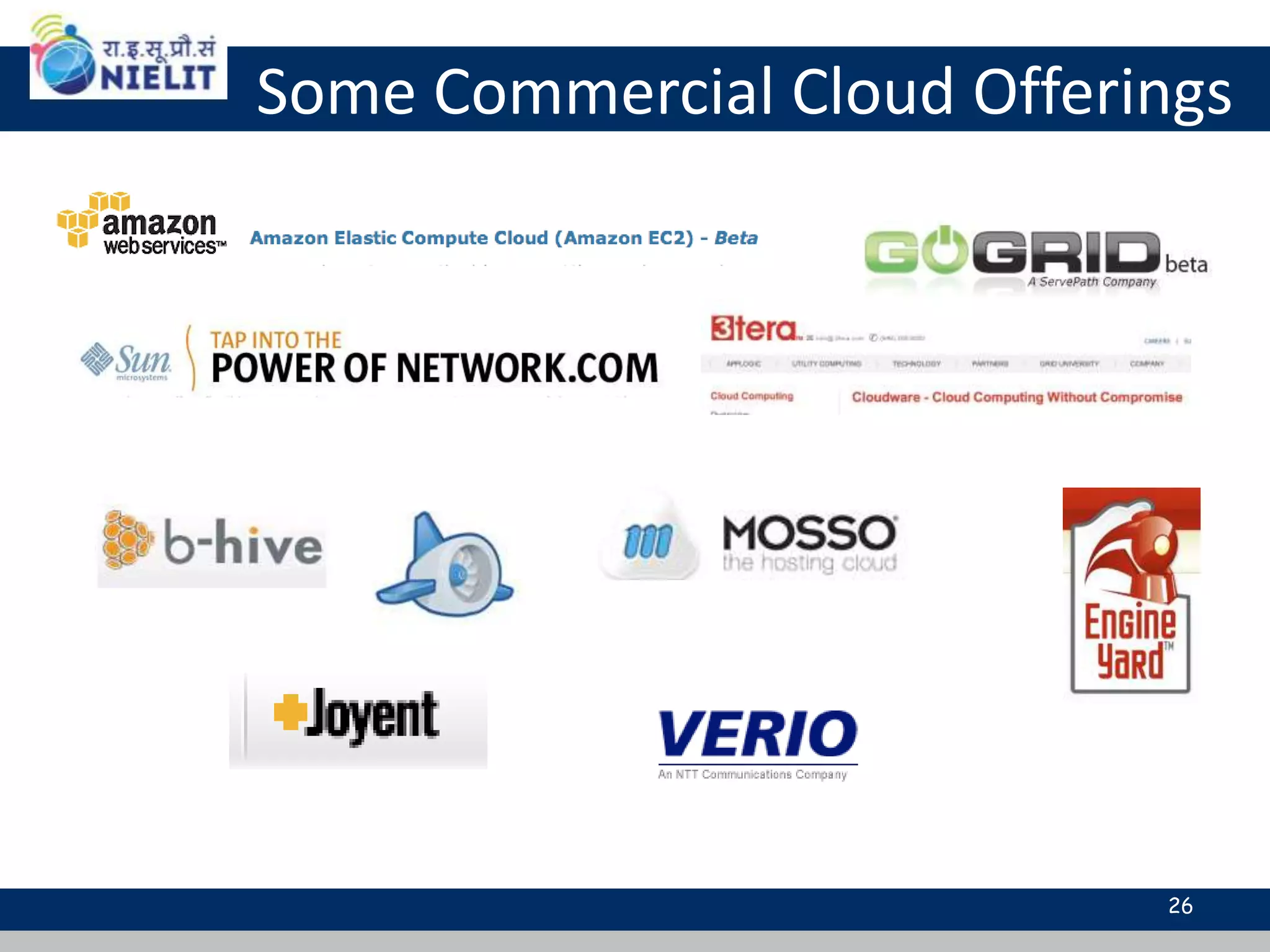 Some Commercial Cloud Offerings
26
 