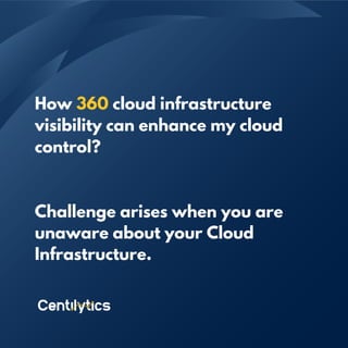 How 360 cloud infrastructure
visibility can enhance my cloud
control?
Challenge arises when you are
unaware about your Cloud
Infrastructure.
 