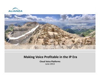 Making Voice Profitable in the IP Era
Cloud Voice Platforms
June 2013
 