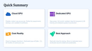 Explore Cloud vs Dedicated GPU Server for ML | PPTX