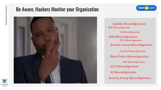 DevSecOpsIndonesia
Be Aware, Hackers Monitor your Organization
S3 Misconfiguration
IAM Misconfiguration
EC2 Misconfiguration
Security Group Misconfiguration
Lambda Misconfiguration
Roles Policy Misconfiguration
RDS Misconfiguration
EC2 Misconfiguration
S3 Misconfiguration
Security Group Misconfiguration
RDS Misconfiguration
Lambda Misconfiguration
 