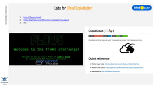 DevSecOpsIndonesia
Labs for Cloud Exploitation
1. http://flaws.cloud/
2. https://github.com/RhinoSecurityLabs/cloudgoat
3. etc
 