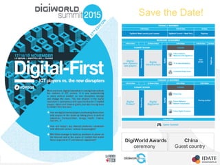 Save the Date!
DigiWorld Awards
ceremony
China
Guest country
 