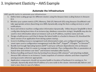 3. Implement Elasticity – AWS Example
10
Automate the Infrastructure
 