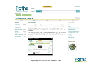 Presented at the EuropeanaTech conference 2015
 