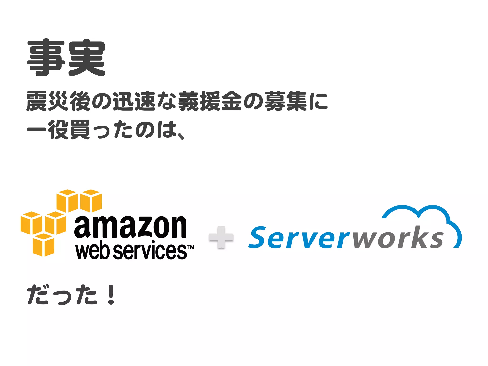 事実  
震災後の迅速な義援金の募集に  
一役買ったのは、　  
  
  
  
  

だった！  

 