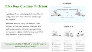 Solve Real Customer Problems
Hypothesis: A new product page that makes different
configurations more clear will improve cl...