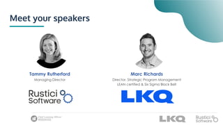 Meet your speakers
Tammy Rutherford
Managing Director
Marc Richards
Director, Strategic Program Management
LEAN certified & Six Sigma Black Belt
 