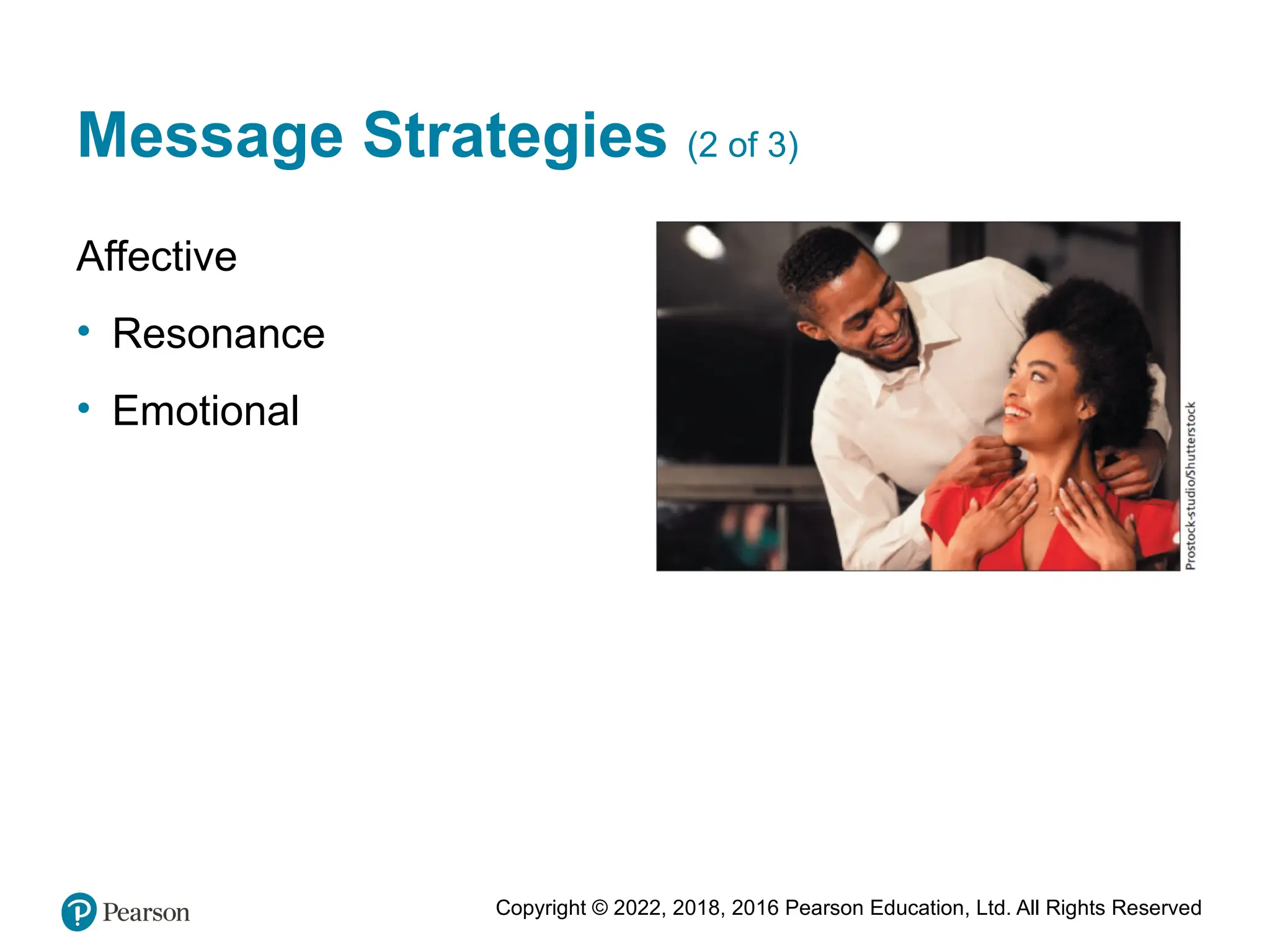 Copyright © 2022, 2018, 2016 Pearson Education, Ltd. All Rights Reserved
Message Strategies (2 of 3)
Affective
• Resonance
• Emotional
 