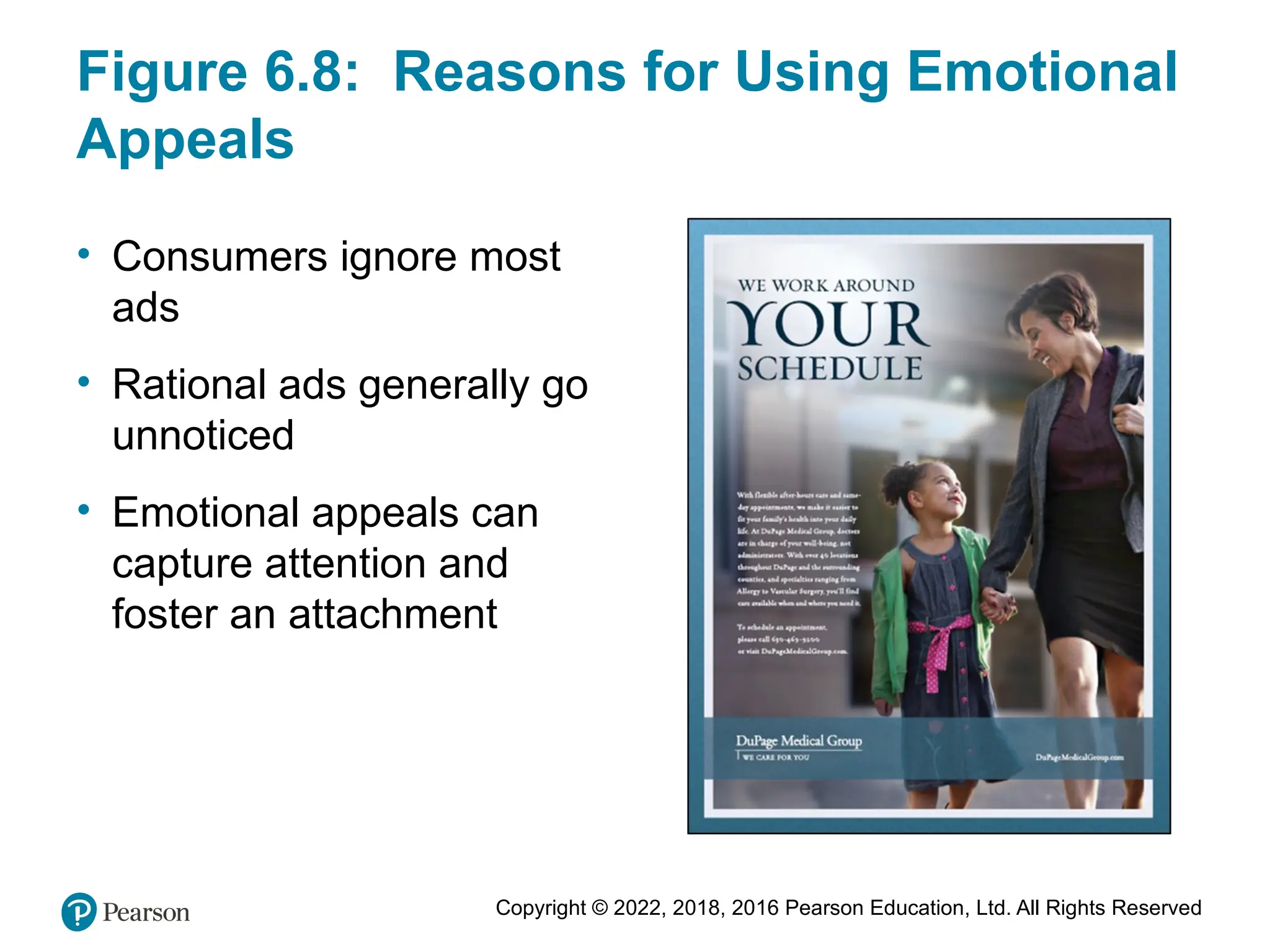 Copyright © 2022, 2018, 2016 Pearson Education, Ltd. All Rights Reserved
Figure 6.8: Reasons for Using Emotional
Appeals
• Consumers ignore most
ads
• Rational ads generally go
unnoticed
• Emotional appeals can
capture attention and
foster an attachment
 