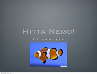 Hitta Nemo! 
C l o w n f i s k 
söndag 30 november 14 
 