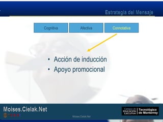 Moises.Cielak.Net
• Acción de inducción
• Apoyo promocional
Cognitiva Afectiva Connotativa
Moises.Cielak.Net
 