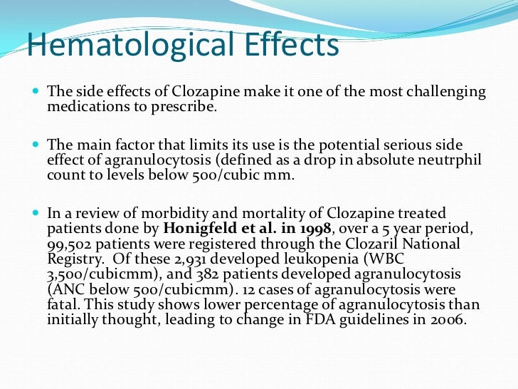 Clozapine Clozaril Side Effects