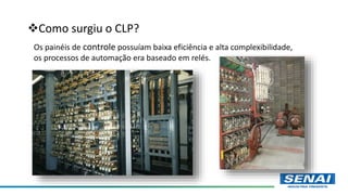 Como surgiu o CLP?
Os painéis de controle possuíam baixa eficiência e alta complexibilidade,
os processos de automação era baseado em relés.
 