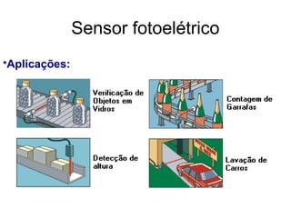 •Aplicações:
Sensor fotoelétrico
 