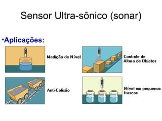•Aplicações:
Sensor Ultra-sônico (sonar)
 