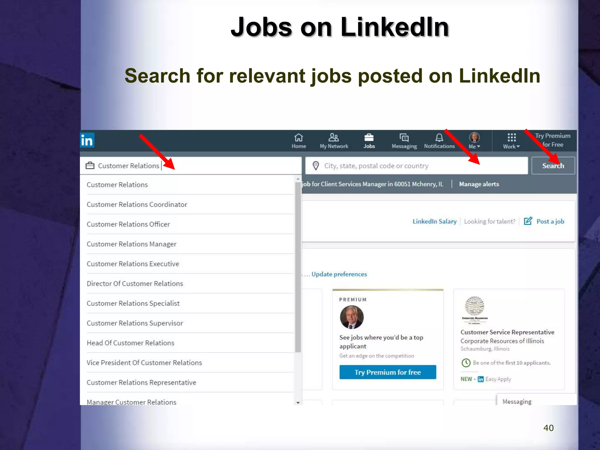 Jobs on LinkedIn
Search for relevant jobs posted on LinkedIn
40
 