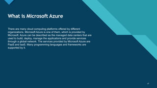 Introduction to Cloud computing and Microsoft azure | PPTX