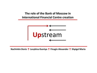 The role of the Bank of Moscow in International Financial Centre creation Upstream Nachinkin Denis ↑LevykinaKseniya ↑Finagin Alexander ↑Shpigel Maria 