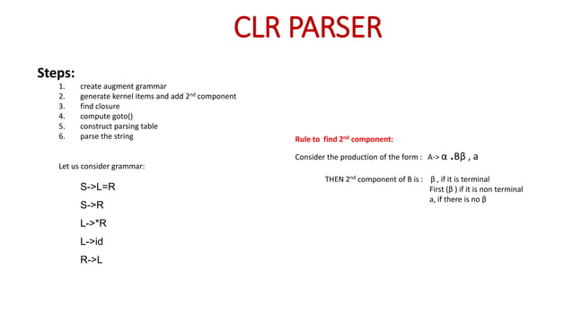 CLR AND LALR PARSER | PPTX