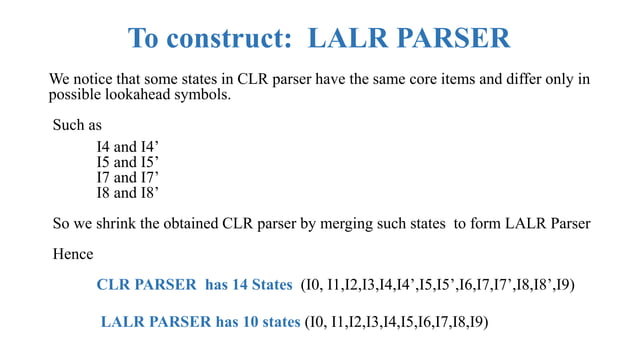 CLR AND LALR PARSER | PPTX