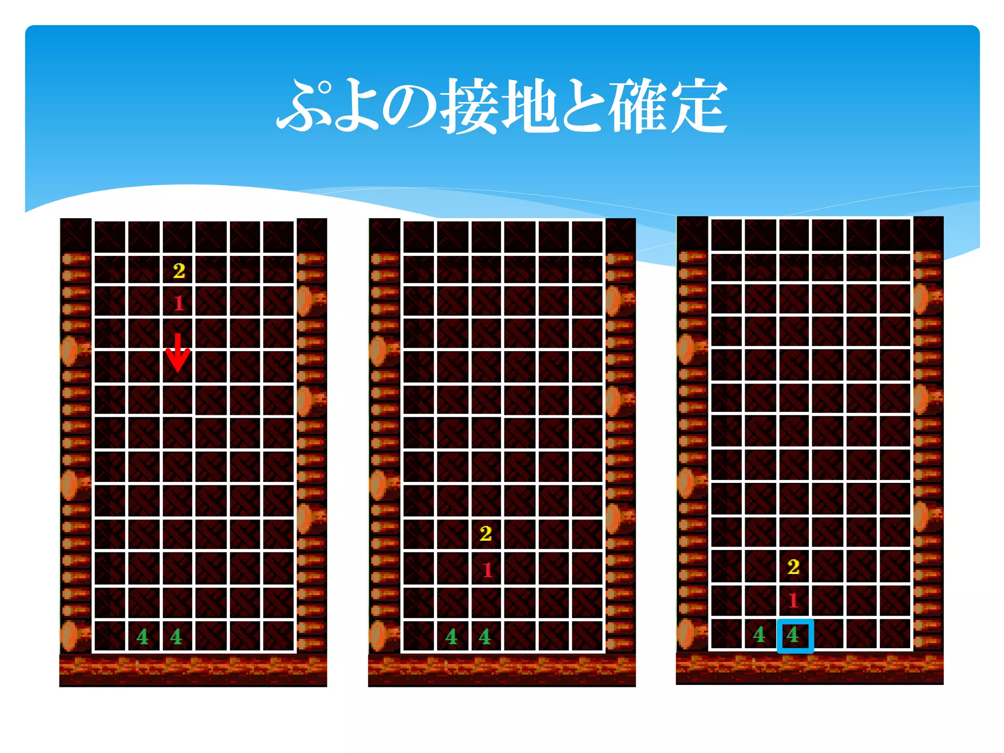 ぷよの接地と確定
 