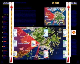 24 25
PROPERTY OUTLOOK
Firstly, remember that long-term advice here runs out in 2023 when
we enter a new cycle and all bets are off. Actually, at the speed the
stars move through these charts you might want to keep the window
closed so that you don’t get struck by anything at all. Remember some
of these stars are noted topers, so placing your drinks cabinet in one
direction or another will accentuate the good potential or disperse the
wicked. Our feng shui ferrets have been out coursing those ley lines and
gazing in wonder at the imaginary stars. We’ve also had the electronic
goat out wandering where it will, and this year the best place to munch
on some property is the north sector - it’s the only one we’re giving the
cashmere rating to. Below that come the rather good Feta and the not so
bad Kidding. The west was the one direction giving the lowest, Scamper
rating, so we suggest not buying that spare hangar at the airport.
Location, location
Source: Google Maps
FETA
OUTLOOK KIDDING
OUTLOOK
SCAMPER
OUTLOOK
TAI SUI (SW1) See page 8
Mount Davis
Ap Lei Chau
Gold Coast
Sam Shing
Discovery Bay
Peng Chau
Lamma Island
Silver Strand
Sai Kung
Lohas Park
KIDDING
OUTLOOK
KIDDING
OUTLOOK
Big Wave Bay
Shek O
KIDDING
OUTLOOK
Repulse
Bay
Chung Hom Kok
Mount Collinson
Tai Tam
HONG KONG OVERALLHONG KONG OVERALL
Kennedy Town
HONG KONG ISLANDHONG KONG ISLAND
FETA
OUTLOOK
Sai Wan
FETA
OUTLOOK
Quarry Bay
CASHMERE
OUTLOOK
Braemar Hill
North Point
Tai Hang
Bowen Hill
Wu Kai Sha
Tin Shui Wai
Lau Fau Shan
Kwu Tung
(SW1-NW1) See page 8THREE KILLINGS
Kam Tin
2
8 8 7
7
8
81
22
3
Tai O3
4
4
6
6
5
1
6
6
5
5
4
4
2
Shau Kei Wan7
9
9
1
1
PLOT YOUR COURSE
With the help of our
qi-ful property team,
we highlight one or two
hotspots in each of the
sectors that should be
worth watching during
this Year of the Goat.
1
2
3
4
5
9
8
7
6
NORTHWEST
FETA
Overall Tin Shui Wai;
Lau Fau Shan
Island Kennedy Town;
Sai Wan
WEST
SCAMPER
Overall GoldCoast;
SamShing
Island Ap Lei Chau;
Mount Davis
SOUTHWEST
FETA
Overall Tai O;
Discovery Bay
Island
We drew a blank
SOUTH
KIDDING
Overall Lamma
Island; Peng Chau
Island Repulse Bay;
Chung Hom Kok
SOUTHEAST
KIDDING
Overall Lohas Park
Island Mount
Collinson; Tai Tam
EAST
KIDDING
Overall Silver Strand;
Sai Kung
Island BigWaveBay;
ShekO
NORTHEAST
FETA
Overall Wu Kai Sha
Island Shau Kei Wan;
Quarry Bay
NORTH
CASHMERE
Overall Kwu Tung;
Kam Tin
Island Braemar Hill;
North Point
CENTRE
KIDDING
Overall Kwai Chung;
Tai Wai
Island Bowen Hill;
Tai Hang
SOUTHWEST
FETA
Homeelement:
EARTH
Annual star:
FIRE #
9
Zodiac signs:
GOAT SW1
MONKEY SW3
SOUTH
KIDDING
Homeelement:
FIRE
Annual star:
METAL #
7
Zodiac sign:
HORSE S2
Tricksters and
trouble - best
for hot water
machines
KIDDING
Homeelement:
WOOD
Annual star:
EARTH #
2
Zodiac signs:
DRAGON SE1
SNAKE SE3
Elemental
disagreements,
pestilence, scurvy
SOUTHEAST
FETA
Homeelement:
EARTH
Annual star:
METAL #
6
Zodiac signs:
Ox NE1
TIGER NE3
Repeatafter me:
metalandearth
NORTHEAST
FETA
Homeelement:
METAL
Annual star:
WOOD #
4
Zodiac signs:
DOG NW1
PIG NW3
New
developments in
the stars
NORTHWEST
KIDDING
Homeelement:
WOOD
Annual star:
WATER #
1
Zodiac sign:
RABBIT E2
the Rooster - the
general comes
with killings
EAST
NORTH
CASHMERE
Homeelement:
WATER
Annual star:
EARTH #
8
Zodiac sign:
RAT N2
Howmanylucky
starscanyou
collect?
SCAMPER
WEST
Homeelement:
METAL
Annual star:
EARTH #
5
Zodiac sign:
ROOSTER W2
Don’tlookitup,
anddon’tgothere
Is looking for a
property getting your
goat? If it’s going
to be new, you’ll be
changing a few things
around, and if it’s
secondhand, well,
you’ll be changing a
few things around.
All of this will
require a trip to your
friendly renovation
specialists - but how
to tell the difference
between those who
will renovate your
property and those
who will just renovate
your bank balance?
Have no fear, feng
shui is here!
A renovation
company will include
designers, renovators
and management - so
if there’s more than
one door, you can
expect confusion to
reign there, but that
door must be striking
- nothing plain up
front - as the apposite
phrase goes: a camel
runs out from a herd
of goats (if you were
nodding your head
as you were reading
that, you’ve possibly
forgotten that the
doctor did say to
increase the dosage).
9
9
Tai Wai
Kwai Chung
TAI SUI (SW1) See page 8
KIDDING
CENTRE
Homeelement:
EARTH
Annual star:
WOOD #
3
Zodiac signs:
ALL AFFECTED
Wood eats earth,
walk away!
 