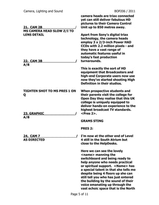Camera Script for "This is the Place" | PDF