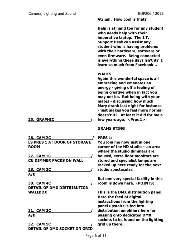 Camera Script for "This is the Place"