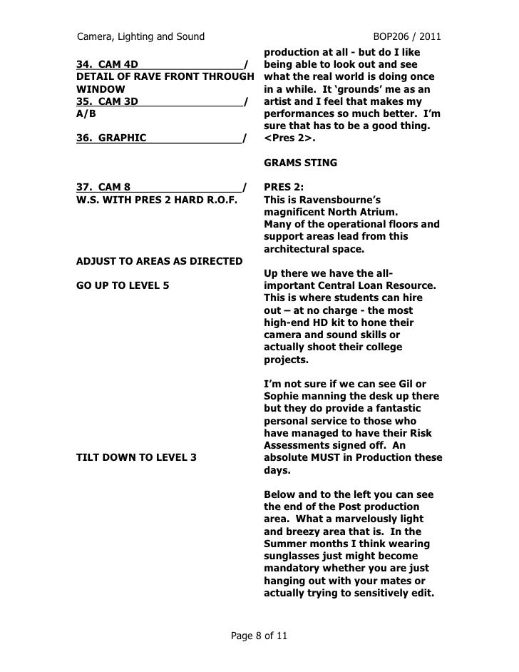 Camera Script for "This is the Place"