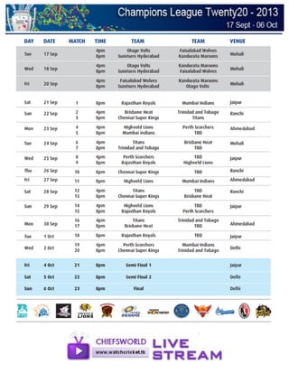 Clt20_2013 schedule