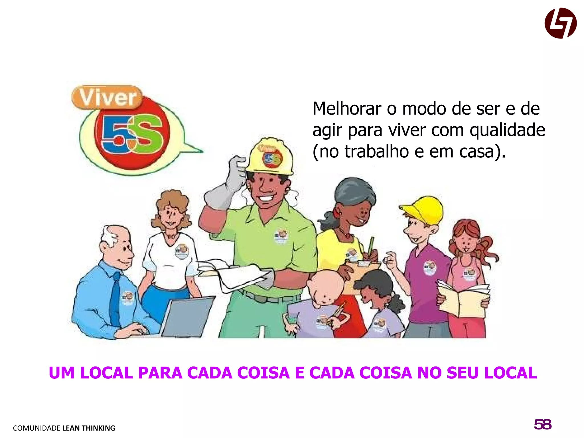 Melhorar o modo de ser e de agir para viver com qualidade (no trabalho e em casa). UM LOCAL PARA CADA COISA E CADA COISA NO SEU LOCAL 