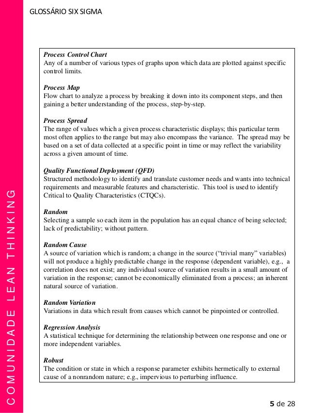 lean six sigma glossary pdf