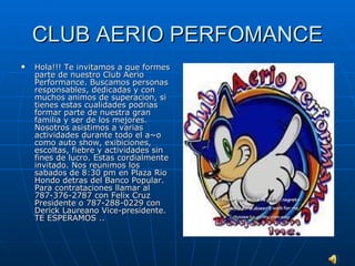 CLUB AERIO PERFOMANCE ,[object Object]
