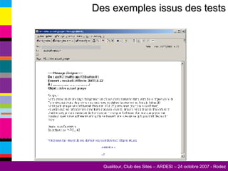 Des exemples issus des tests 