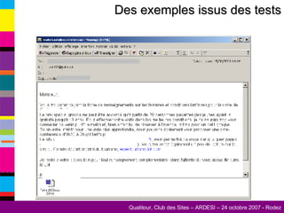 Des exemples issus des tests 