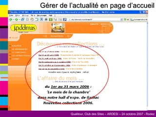 Gérer de l’actualité en page d’accueil 