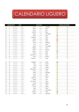 11
CALENDARIO LIGUERO
 