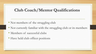 Club Coaching and Mentoring | PPTX