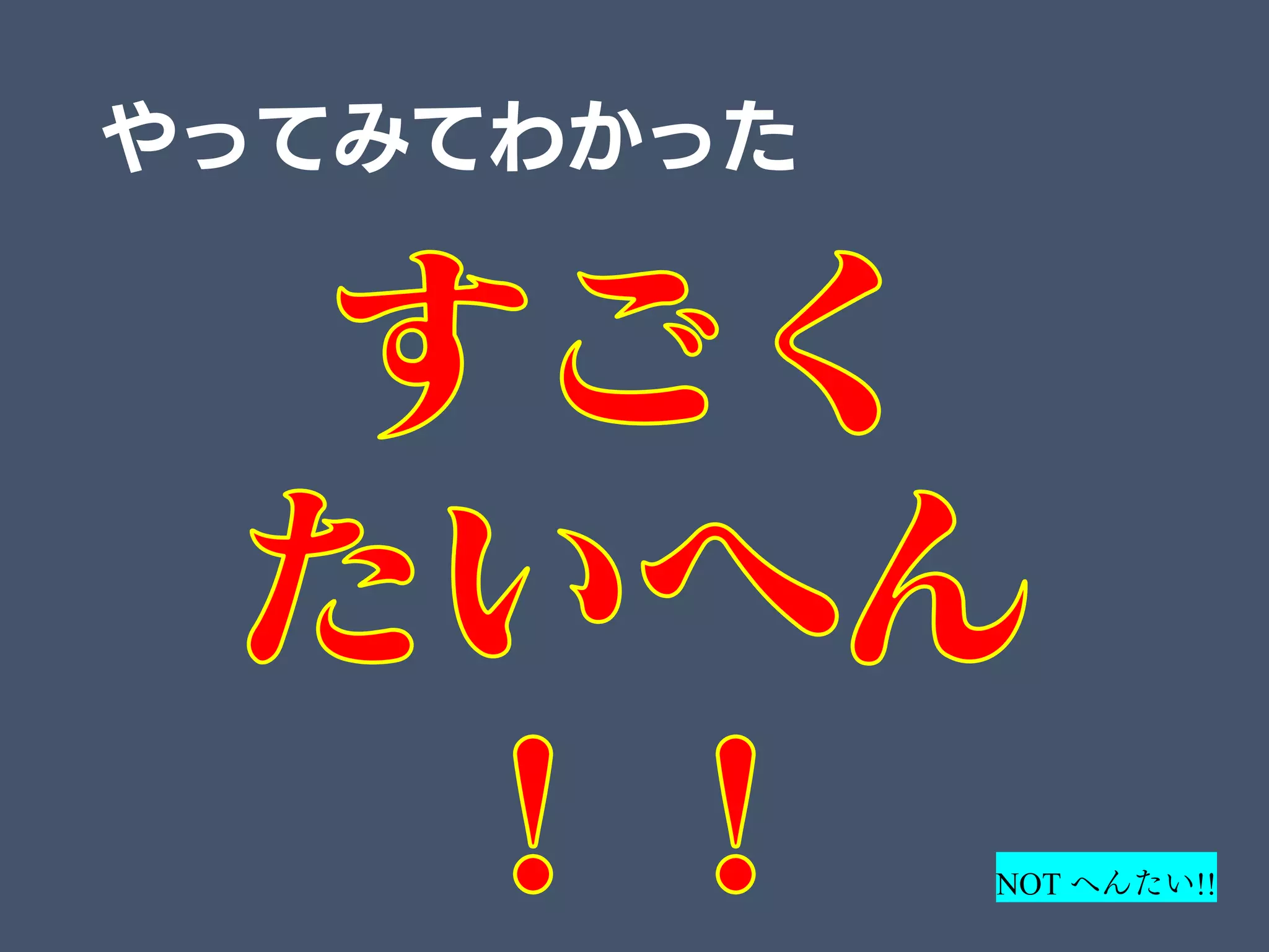 やってみてわかった
NOT へんたい!!
 