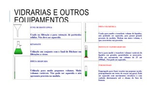 VIDRARIAS E OUTROS
EQUIPAMENTOS
 