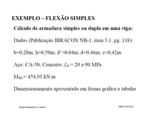 EXEMPLO – FLEXÃO SIMPLES




  Sergio Hampshire C. Santos   NBR 6118:2012
 