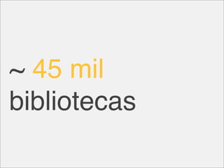 ~ 45 mil
bibliotecas
 