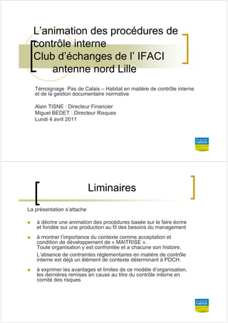 Conférence IFACI DFCG Pwc L’animation des procédures de contrôle interne