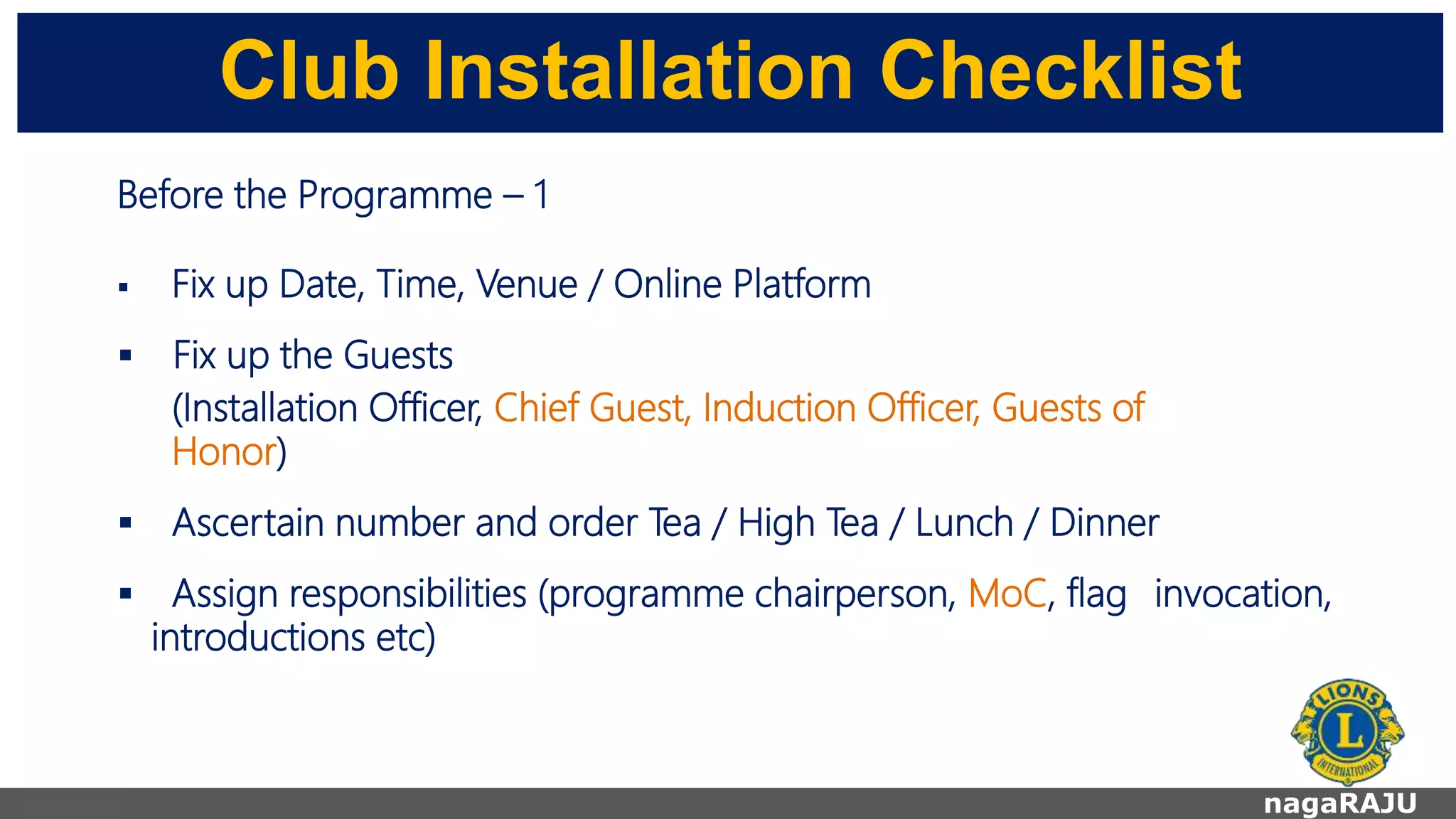 Club Installation Guidelines | PPTX