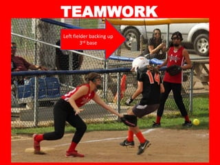 TEAMWORK
Left fielder backing up
3rd base
 