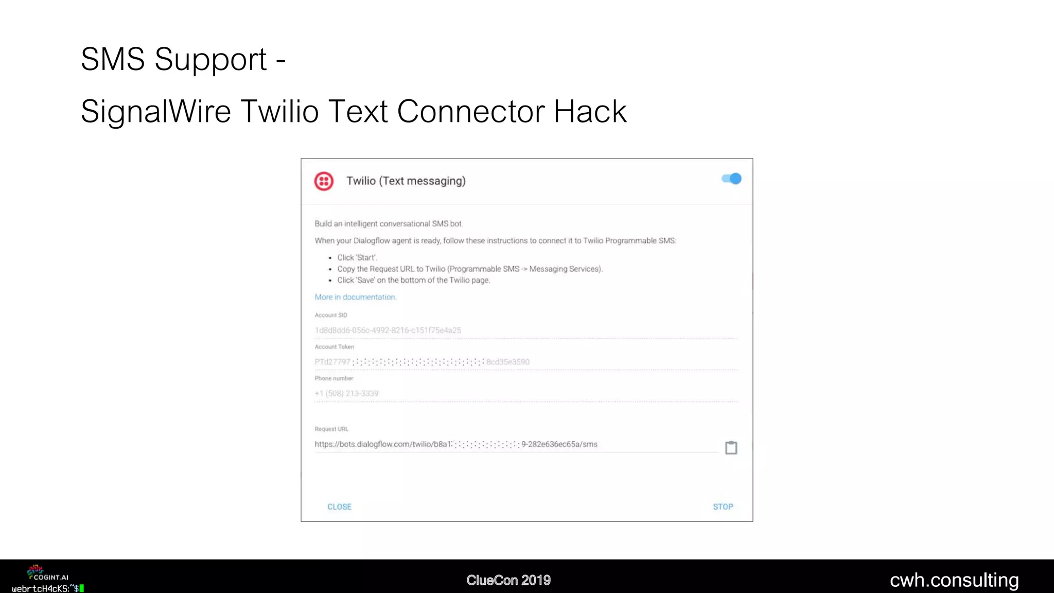 cwh.consulting
SMS Support -
SignalWire Twilio Text Connector Hack
 