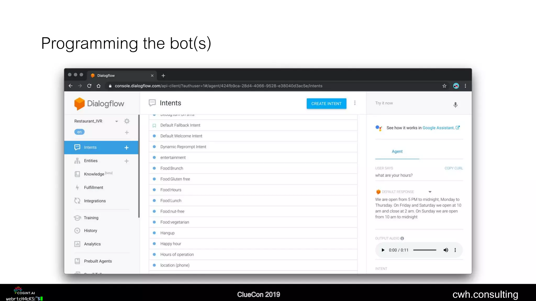 cwh.consulting
Programming the bot(s)
 