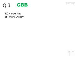 CBBQ 3
3a) Harper Lee
3b) Mary Shelley
 